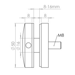 Svorka bodová na sklo 8 - 16 mm, plochá, leštená AISI 304 Svorka bodová na sklo 8 - 16 mm, plochá, leštená AISI 304